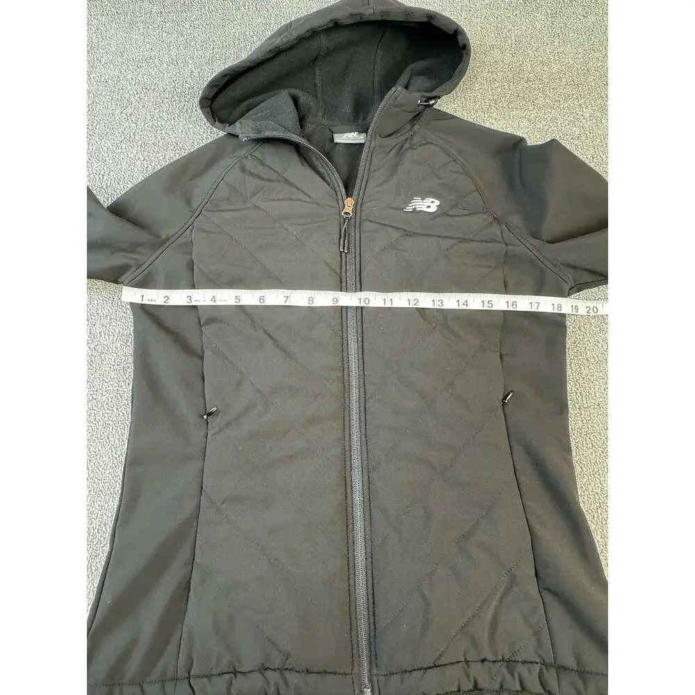 New Balance Jacket Coat Hooded Quilted Lightweight‎ Black Size Small